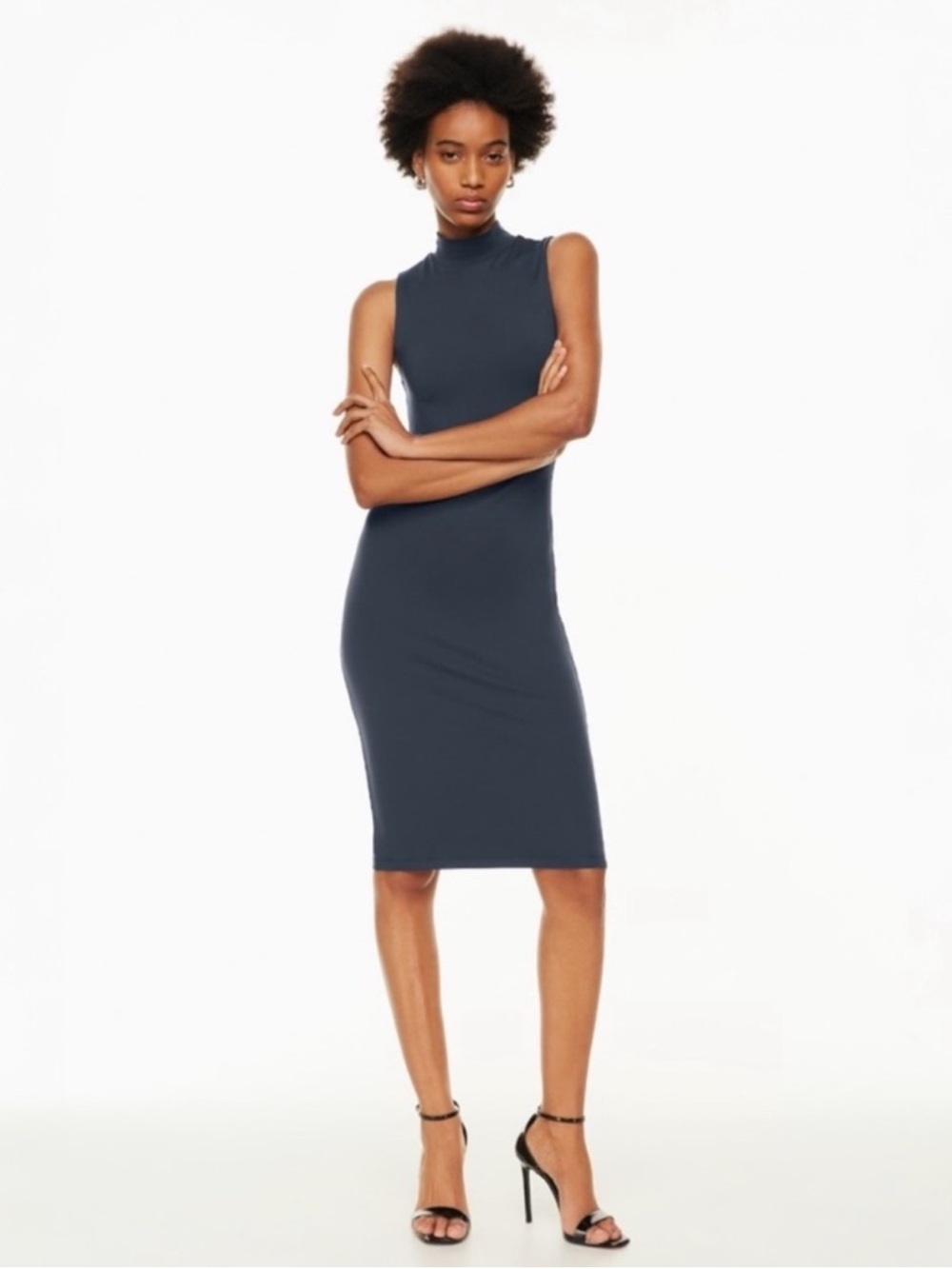 Aritzia Sleeveless Mock Neck Bodycon Dress - Navy